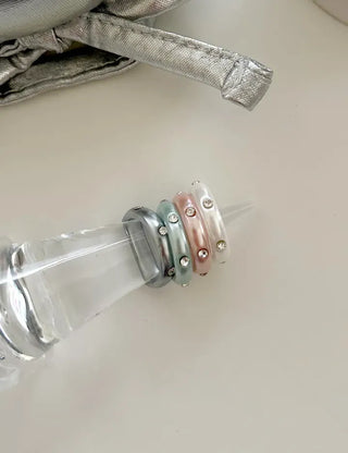 Merry Shop Pearl Ring Cubic Bold Friendship Ring Layered
