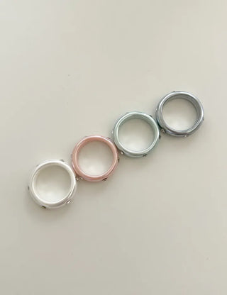 Merry Shop Pearl Ring Cubic Bold Friendship Ring Layered