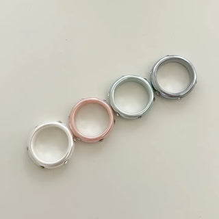Merry Shop Pearl Ring Cubic Bold Friendship Ring Layered