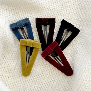 Mary Shop Hair snap clip velvet ribbon bangs autumn