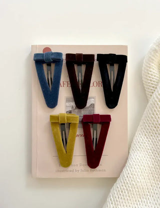 Mary Shop Hair snap clip velvet ribbon bangs autumn