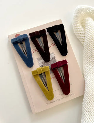 Mary Shop Hair snap clip velvet ribbon bangs autumn