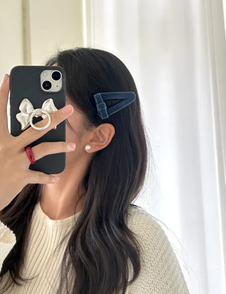 Mary Shop Hair snap clip velvet ribbon bangs autumn