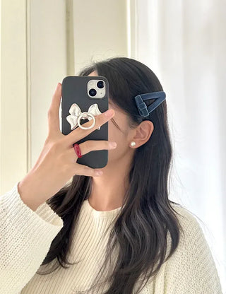 Mary Shop Hair snap clip velvet ribbon bangs autumn