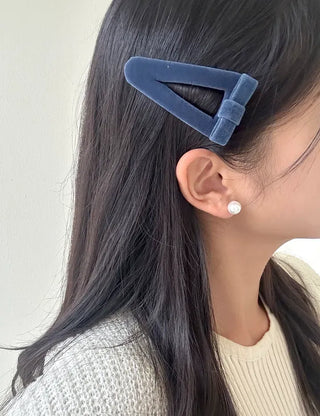 Mary Shop Hair snap clip velvet ribbon bangs autumn