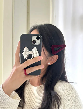 Mary Shop Hair snap clip velvet ribbon bangs autumn