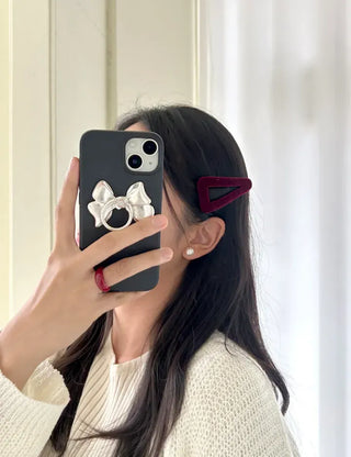 Mary Shop Hair snap clip velvet ribbon bangs autumn