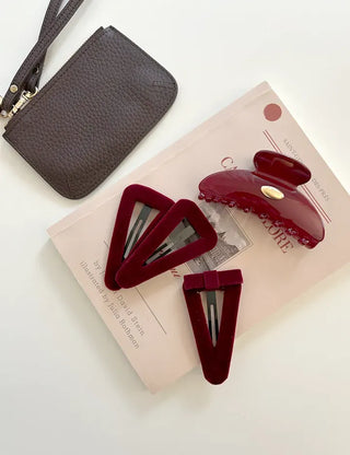 Mary Shop Hair snap clip velvet ribbon bangs autumn