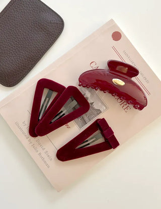 Mary Shop Hair snap clip velvet ribbon bangs autumn