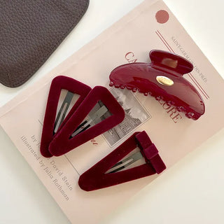 Mary Shop Hair snap clip velvet ribbon bangs autumn