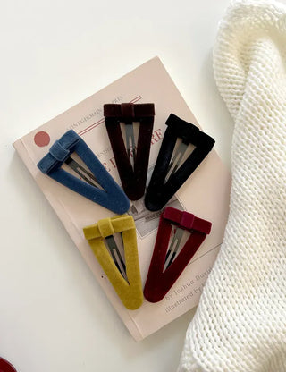 Mary Shop Hair snap clip velvet ribbon bangs autumn