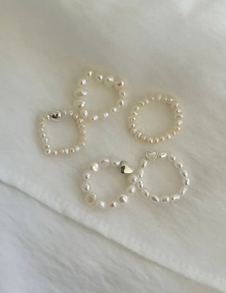 Merry Shop Pearl Ring Silver 925 Freshwater Pearl Women's Friendship Ring