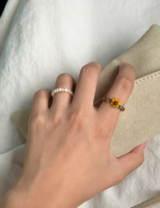 Merry Shop Pearl Ring Silver 925 Freshwater Pearl Women's Friendship Ring