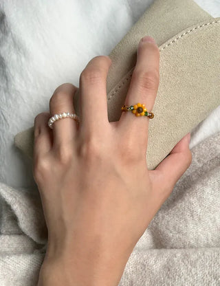 Merry Shop Pearl Ring Silver 925 Freshwater Pearl Women's Friendship Ring