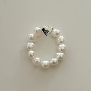 Merry Shop Pearl Ring Silver 925 Freshwater Pearl Women's Friendship Ring