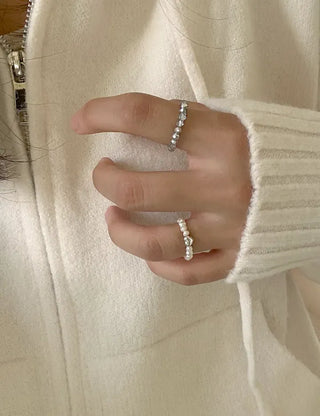 Merry Shop Pearl Ring Silver 925 Freshwater Pearl Women's Friendship Ring