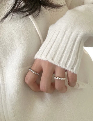 Merry Shop Pearl Ring Silver 925 Freshwater Pearl Women's Friendship Ring