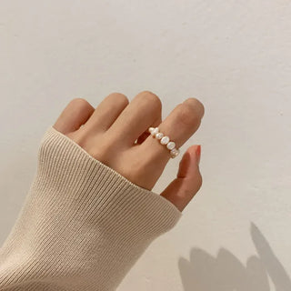 Merry Shop Pearl Ring Silver 925 Freshwater Pearl Women's Friendship Ring