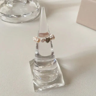Merry Shop Pearl Ring Silver 925 Freshwater Pearl Women's Friendship Ring