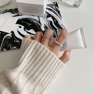 Merry Shop Pearl Ring Silver 925 Freshwater Pearl Women's Friendship Ring