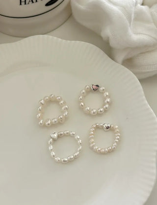 Merry Shop Pearl Ring Silver 925 Freshwater Pearl Women's Friendship Ring