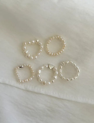 Merry Shop Pearl Ring Silver 925 Freshwater Pearl Women's Friendship Ring
