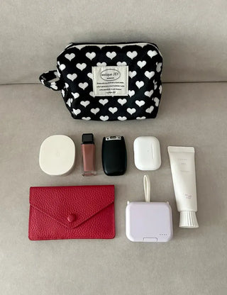 Mary Shop Pouch Heart Fur Handle Cosmetic Mini Bag