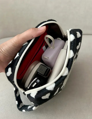 Mary Shop Pouch Heart Fur Handle Cosmetic Mini Bag