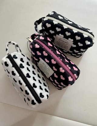 Mary Shop Pouch Heart Fur Handle Cosmetic Mini Bag