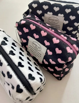 Mary Shop Pouch Heart Fur Handle Cosmetic Mini Bag