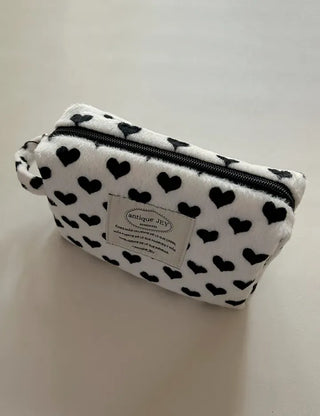 Mary Shop Pouch Heart Fur Handle Cosmetic Mini Bag