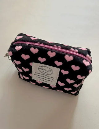 Mary Shop Pouch Heart Fur Handle Cosmetic Mini Bag