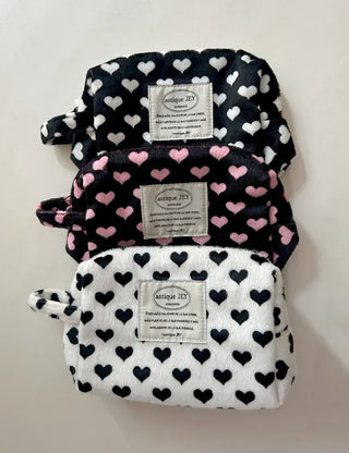 Mary Shop Pouch Heart Fur Handle Cosmetic Mini Bag