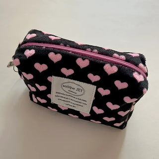 Mary Shop Pouch Heart Fur Handle Cosmetic Mini Bag