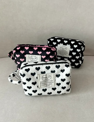Mary Shop Pouch Heart Fur Handle Cosmetic Mini Bag
