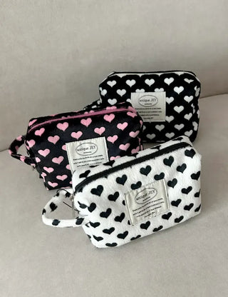 Mary Shop Pouch Heart Fur Handle Cosmetic Mini Bag