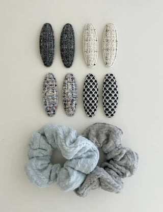 Merry Shop Hairpin 1+1 Set Tweed Snap Oval Mini