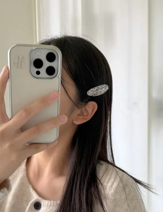 Merry Shop Hairpin 1+1 Set Tweed Snap Oval Mini