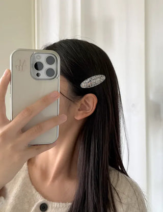 Merry Shop Hairpin 1+1 Set Tweed Snap Oval Mini