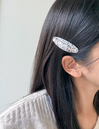 Merry Shop Hairpin 1+1 Set Tweed Snap Oval Mini