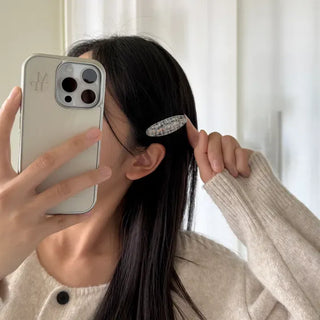 Merry Shop Hairpin 1+1 Set Tweed Snap Oval Mini