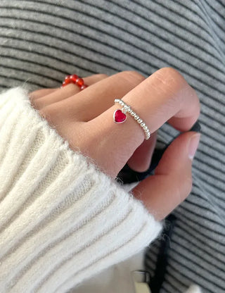 Mary Shop Silver Ring Crystal Heart 925 Women's Silver Ring