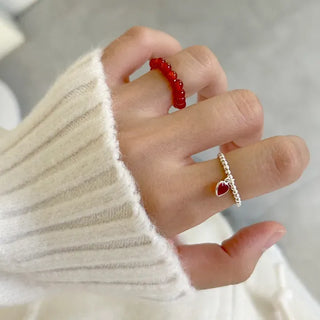 Mary Shop Silver Ring Crystal Heart 925 Women's Silver Ring