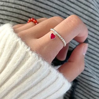 Mary Shop Silver Ring Crystal Heart 925 Women's Silver Ring