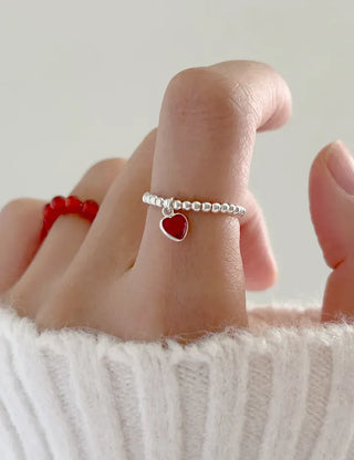 Mary Shop Silver Ring Crystal Heart 925 Women's Silver Ring