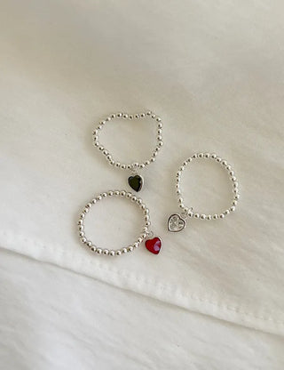 Mary Shop Silver Ring Crystal Heart 925 Women's Silver Ring