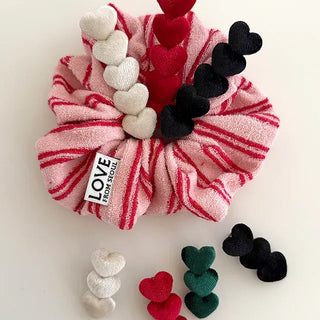 Merry Shop Year-End Look Hairpin Corduroy Velvet Heart Side Hairpin