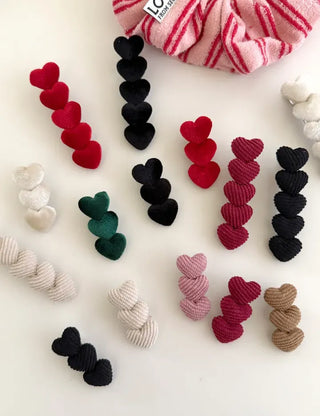Merry Shop Year-End Look Hairpin Corduroy Velvet Heart Side Hairpin