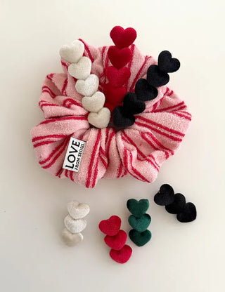 Merry Shop Year-End Look Hairpin Corduroy Velvet Heart Side Hairpin