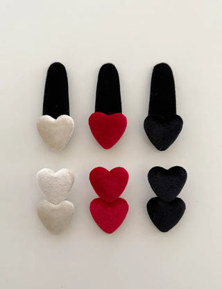 Merry Shop Year-End Look Hairpin Corduroy Velvet Heart Side Hairpin